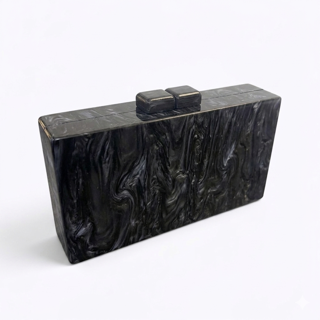 ACRYLIC BOX CLUTCH Evil Eye Black