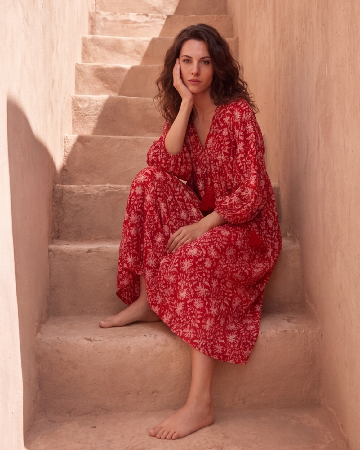 MIDI DRESS AVA Pomegranate