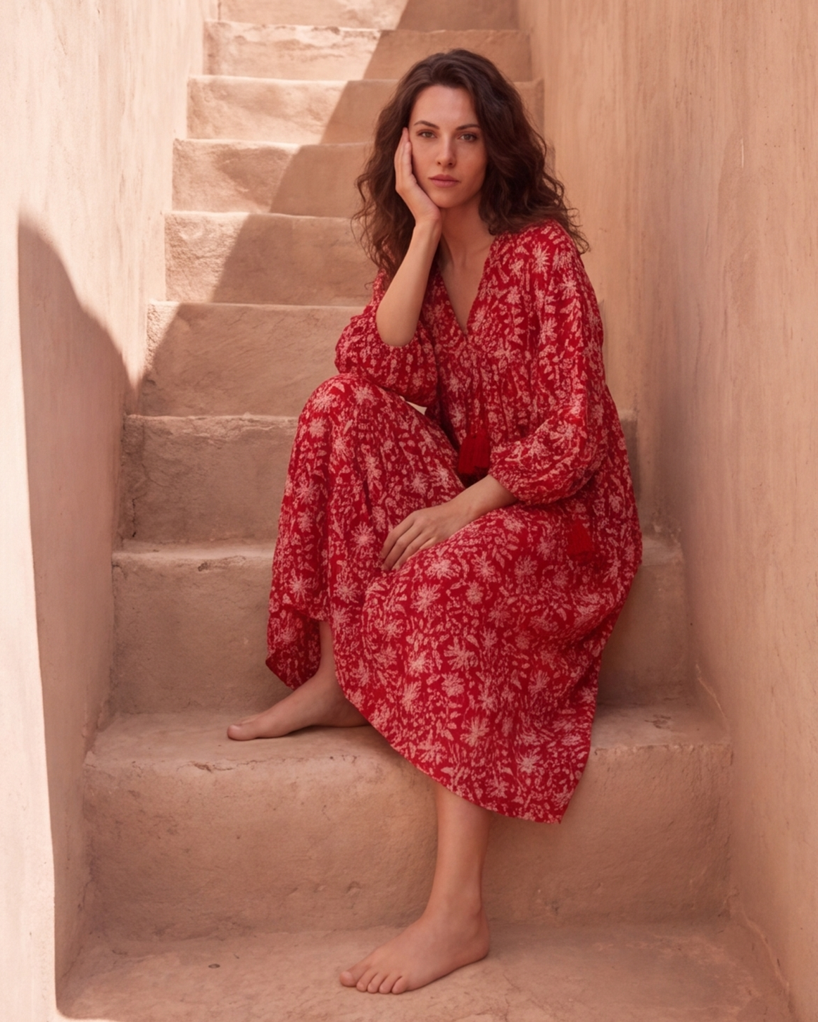 MIDI KLEID AVA Granatapfel