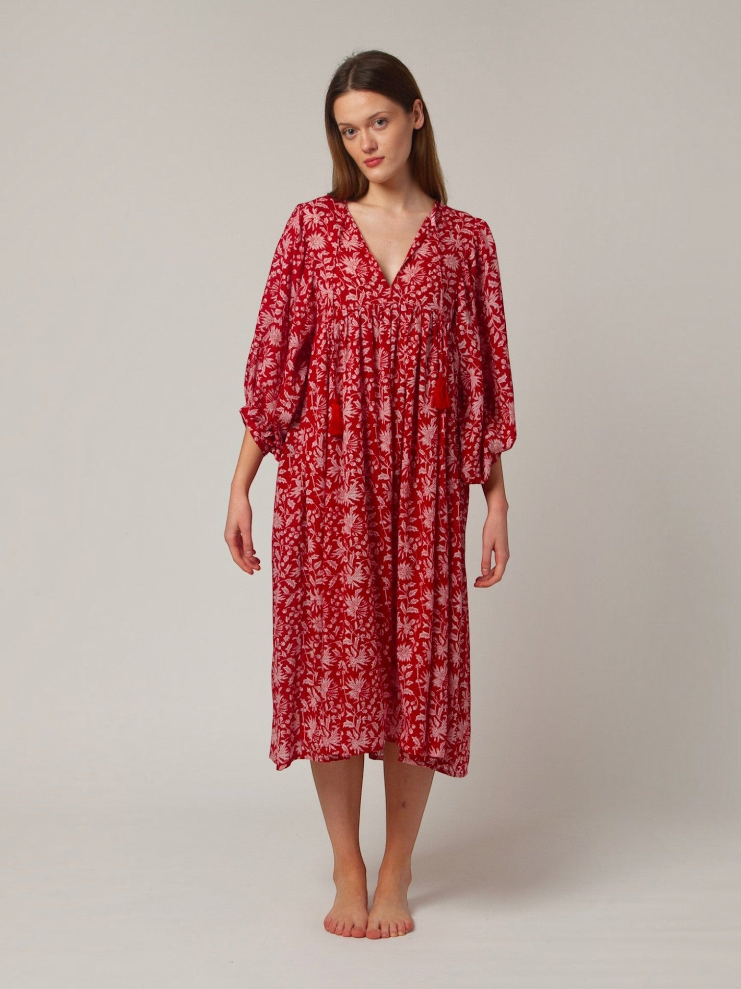 MIDI KLEID AVA Granatapfel