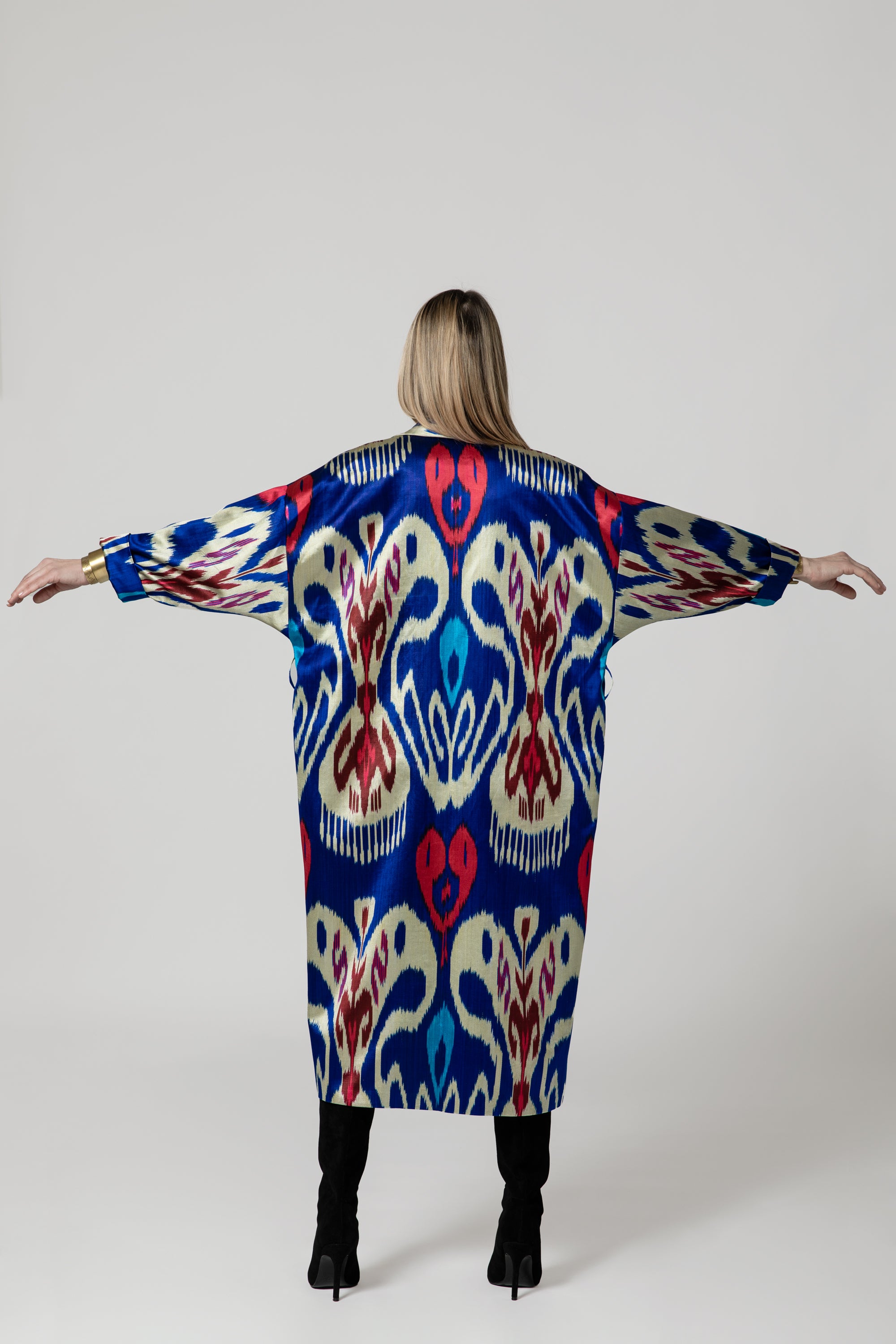 IKAT SILK OVERSIZE COAT Tribal Electric Blue