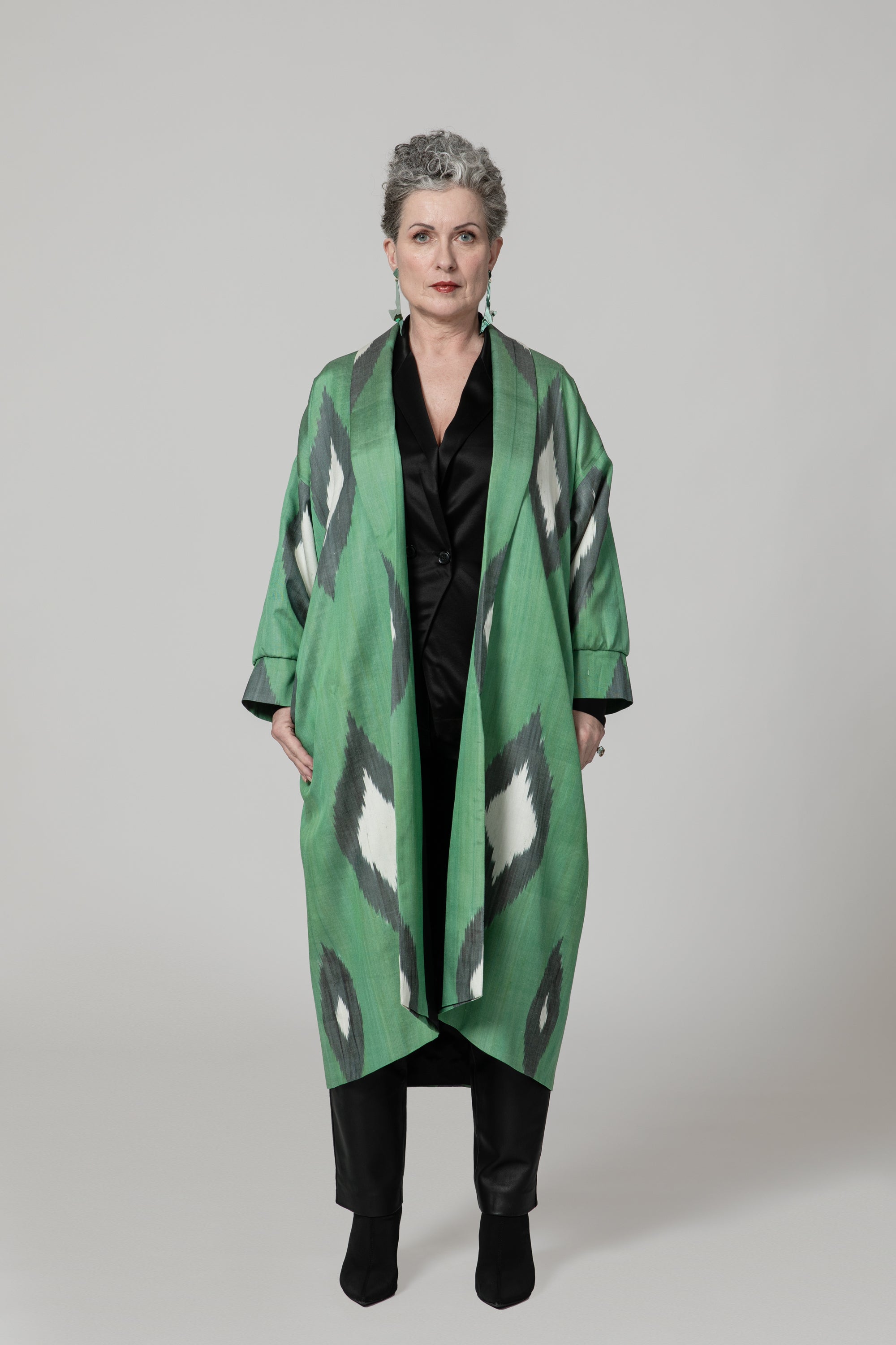 IKAT OVERSIZE COAT Diamond Green