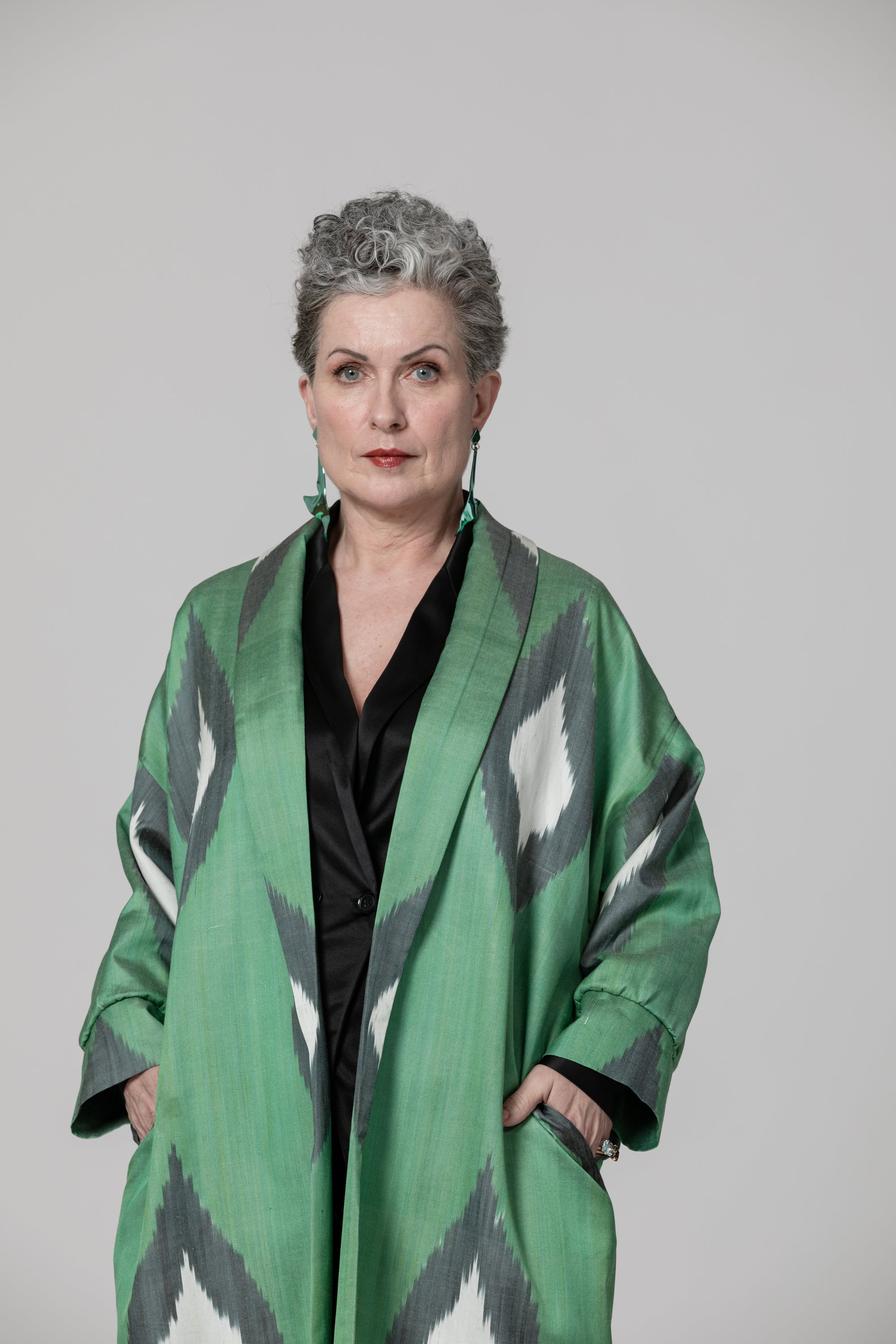 IKAT OVERSIZE COAT Diamond Green