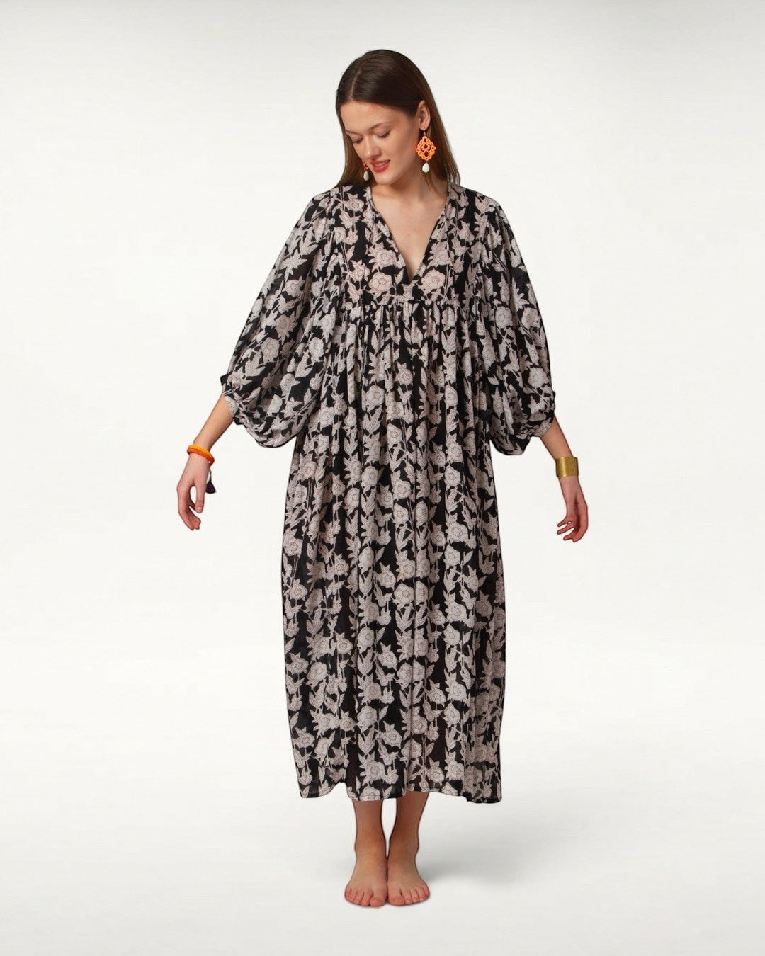 MAXIKLEID HANNAH Black Flower