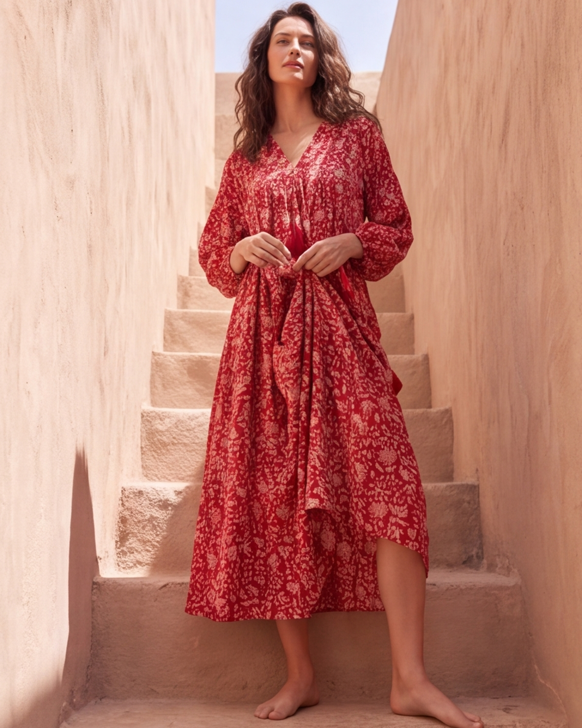 MIDI KLEID AVA Granatapfel
