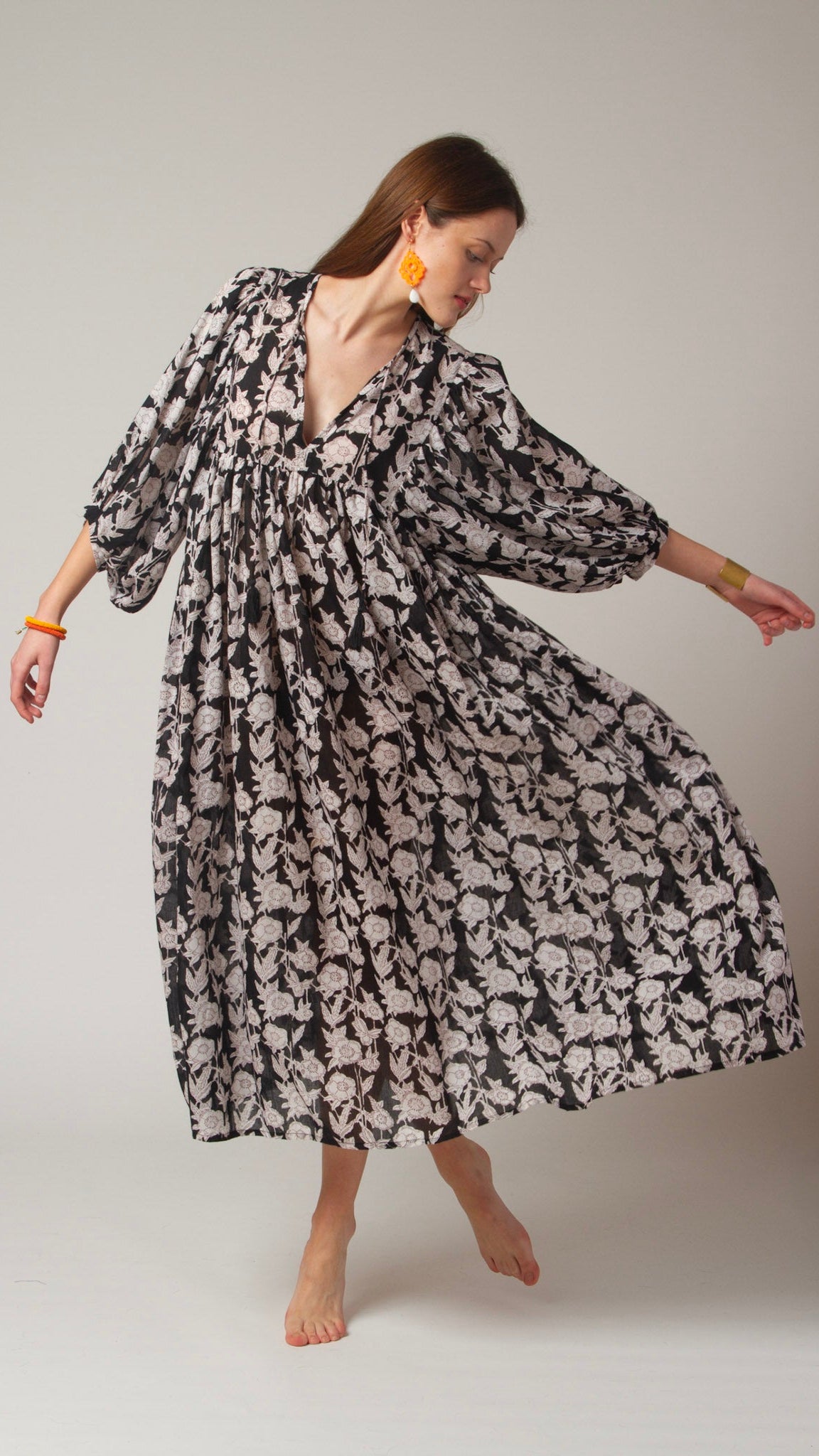 MAXI DRESS HANNAH Black Flower