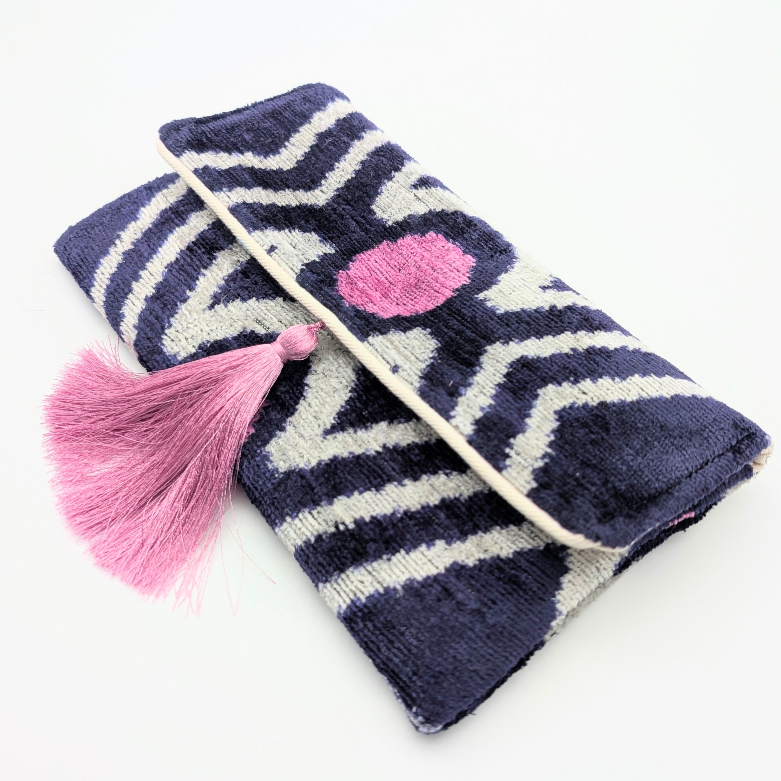 IKAT VELVET CLUTCH CHIARA Dark Purple Pink