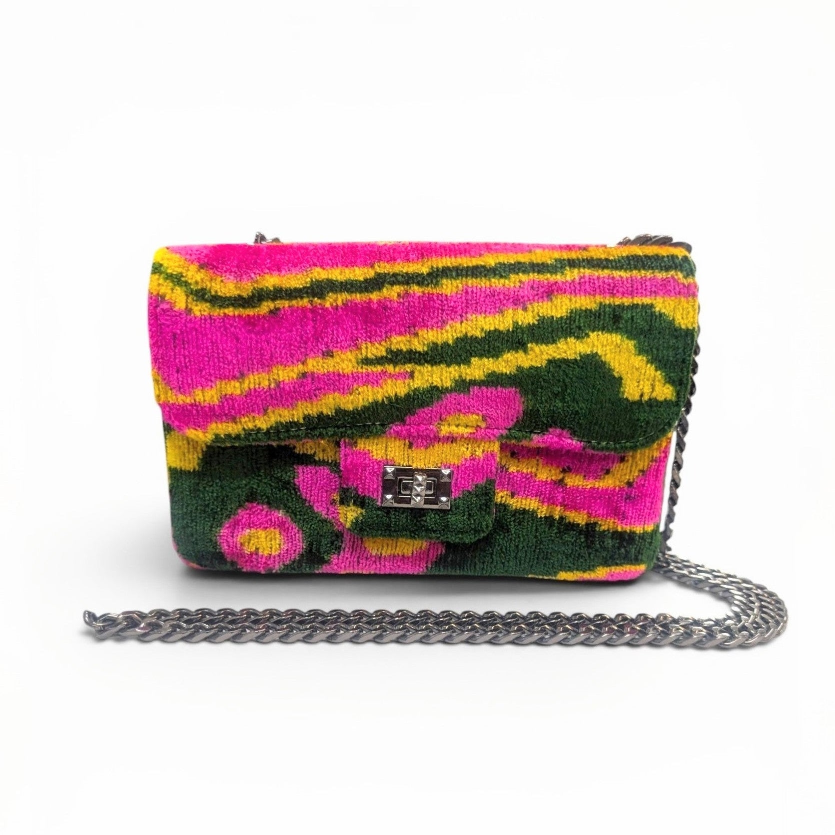 IKAT VELVET CLUTCH KATE - Black White