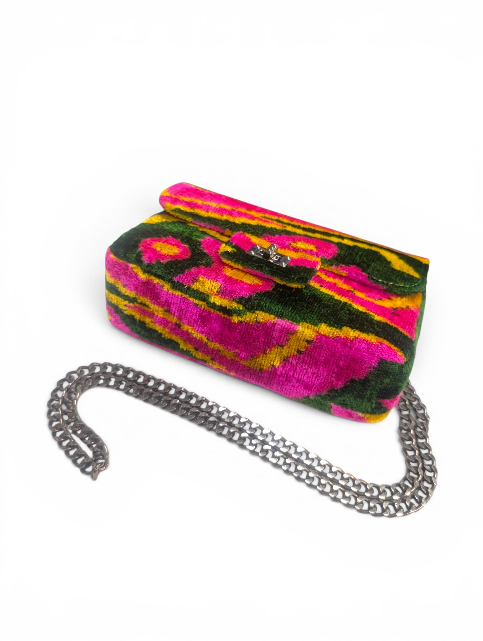 IKAT VELVET CLUTCH KATE - Black White
