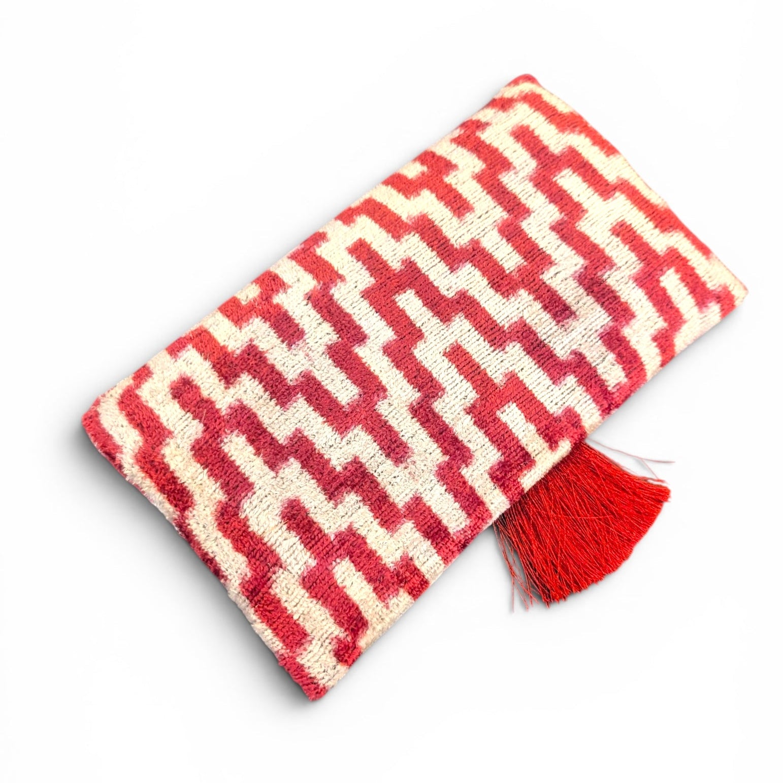 IKAT VELVET CLUTCH KATE - Black White