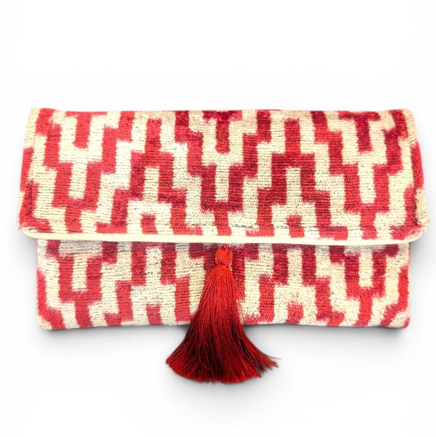 IKAT VELVET CLUTCH KATE - Black White