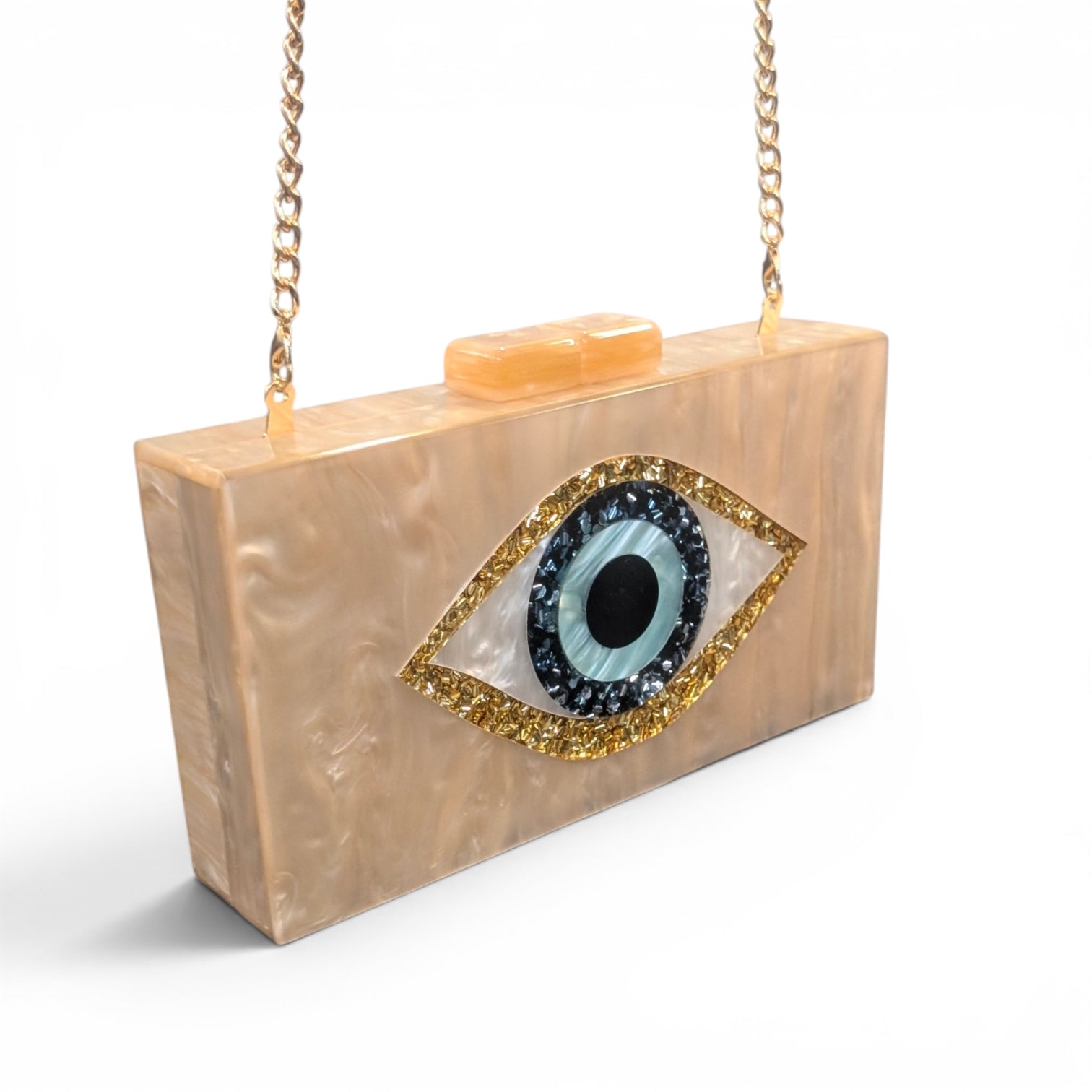 ACRYLIC BOX CLUTCH Evil Eye Off-White