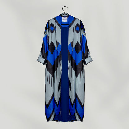 IKAT OVERSIZE COAT Arrow Electric Blue