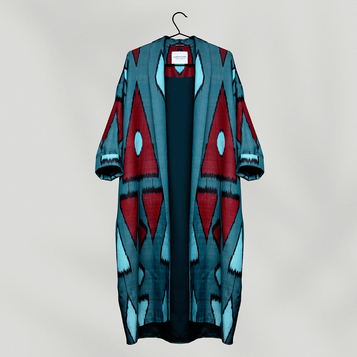 IKAT SILK OVERSIZE COAT Triangle Petrol
