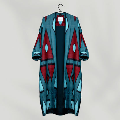 IKAT SILK OVERSIZE COAT Triangle Petrol
