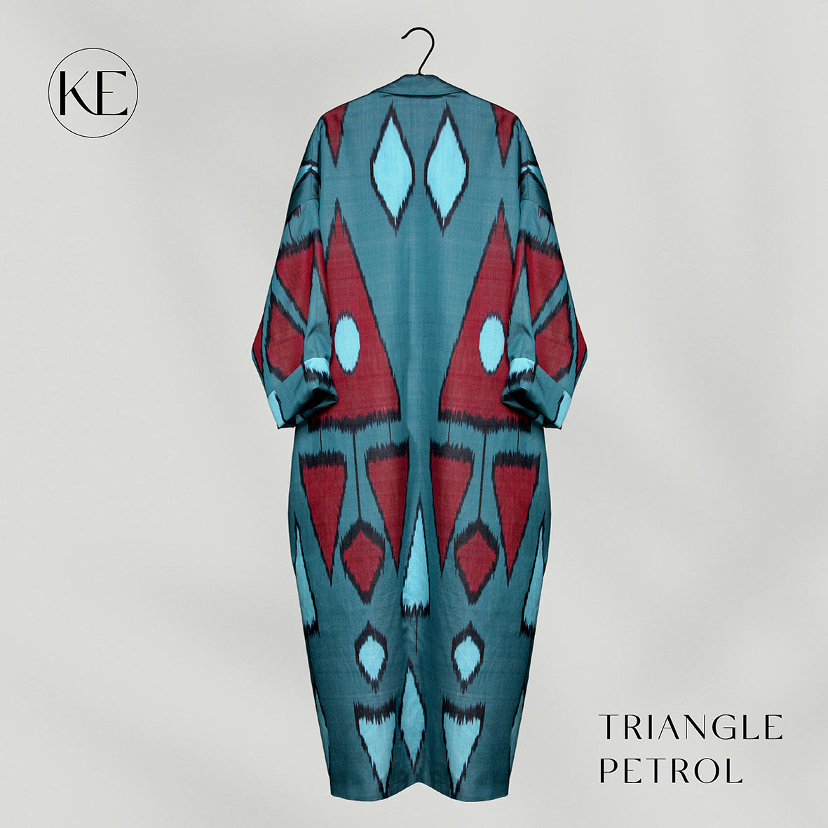 IKAT SILK OVERSIZE COAT Triangle Petrol
