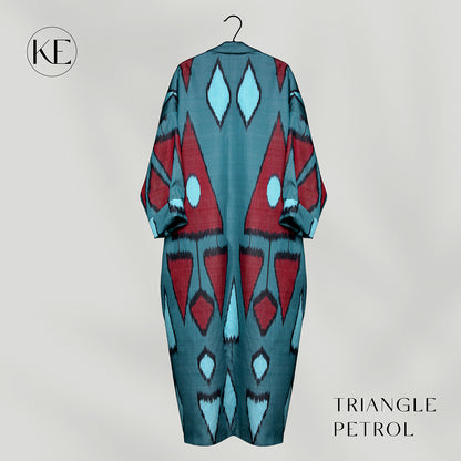 IKAT SILK OVERSIZE COAT Triangle Petrol