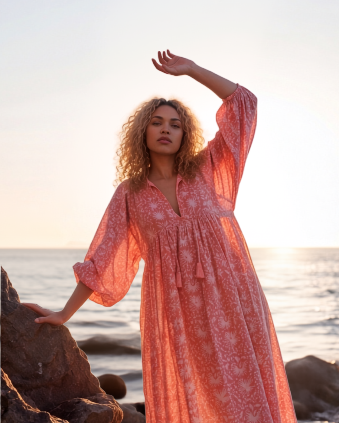 MIDI DRESS AVA Coral Pink