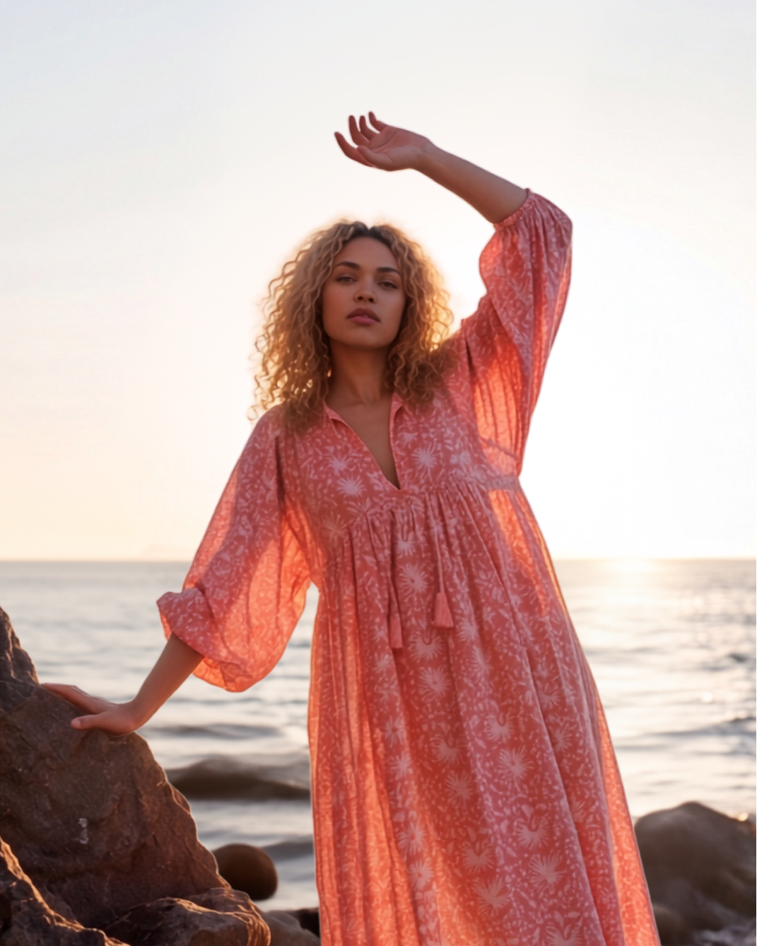 MIDI DRESS AVA Coral Pink