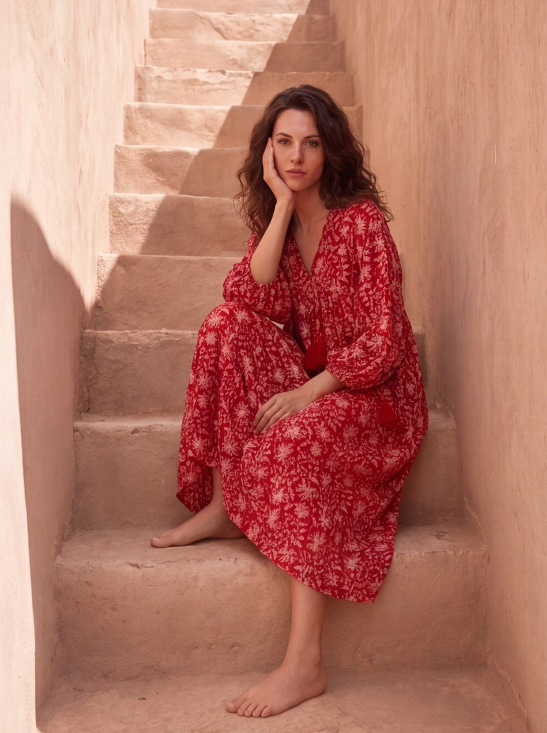 MIDI DRESS AVA Pomegranate