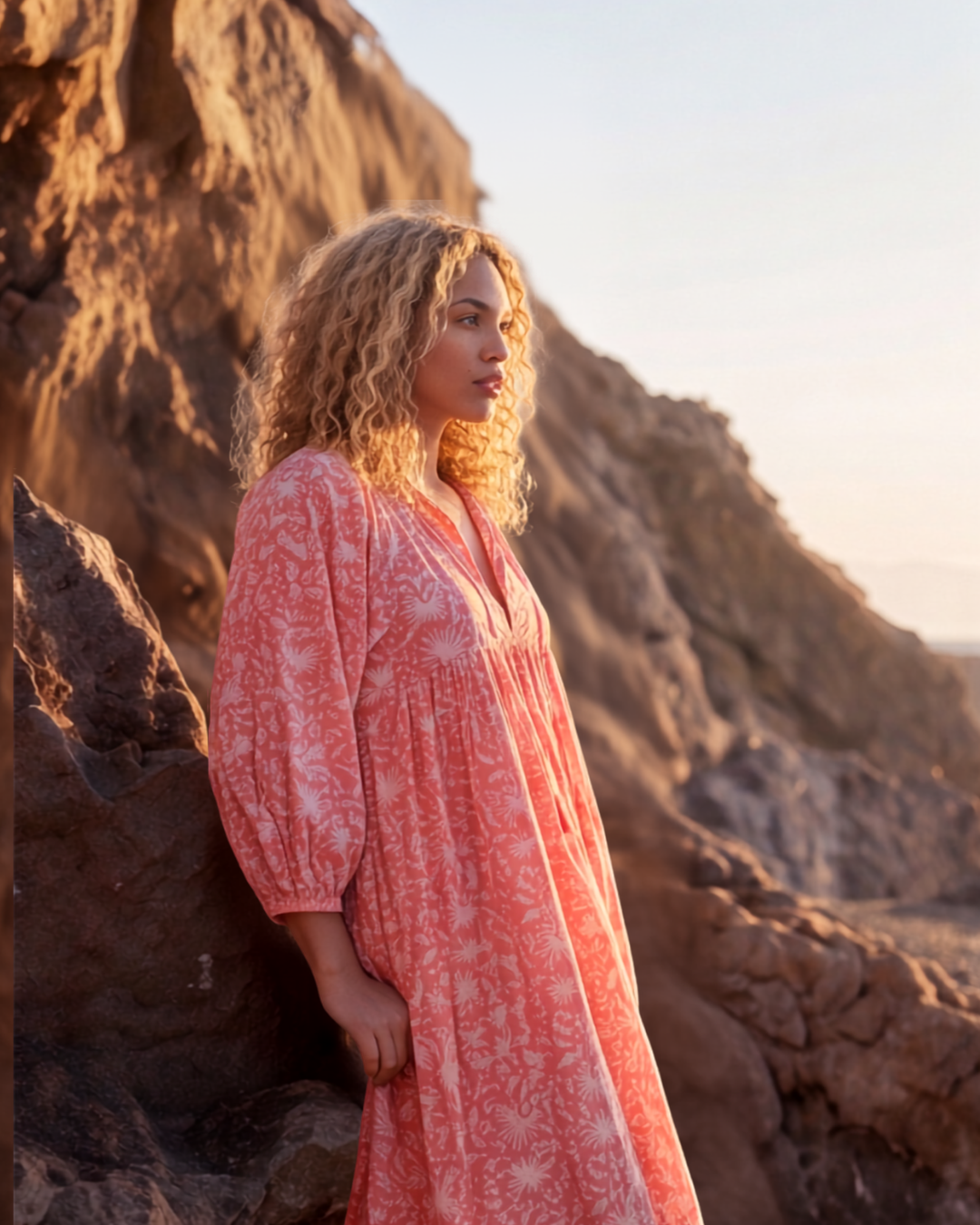 MIDI DRESS AVA Coral Pink