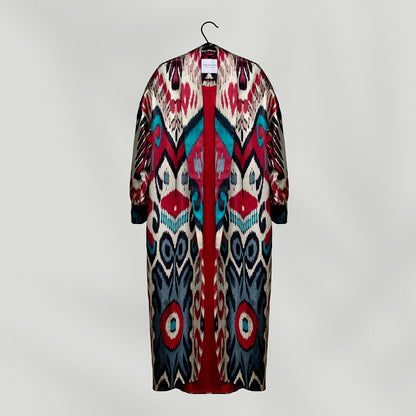 IKAT SILK OVERSIZE COAT Tribal Red