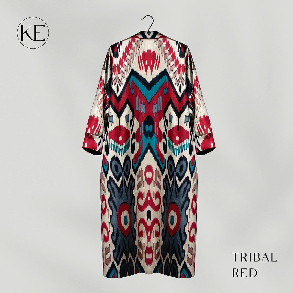 IKAT SILK OVERSIZE COAT Tribal Red