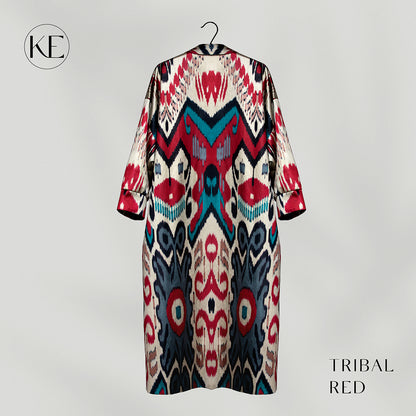 IKAT SILK OVERSIZE COAT Tribal Red