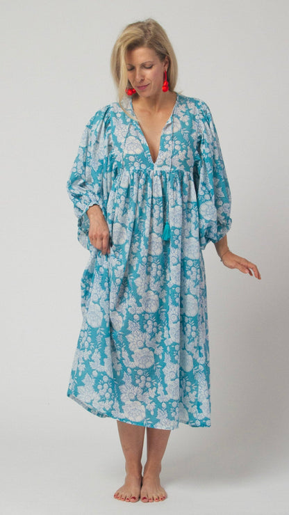 MIDI DRESS AVA Ocean Turquoise