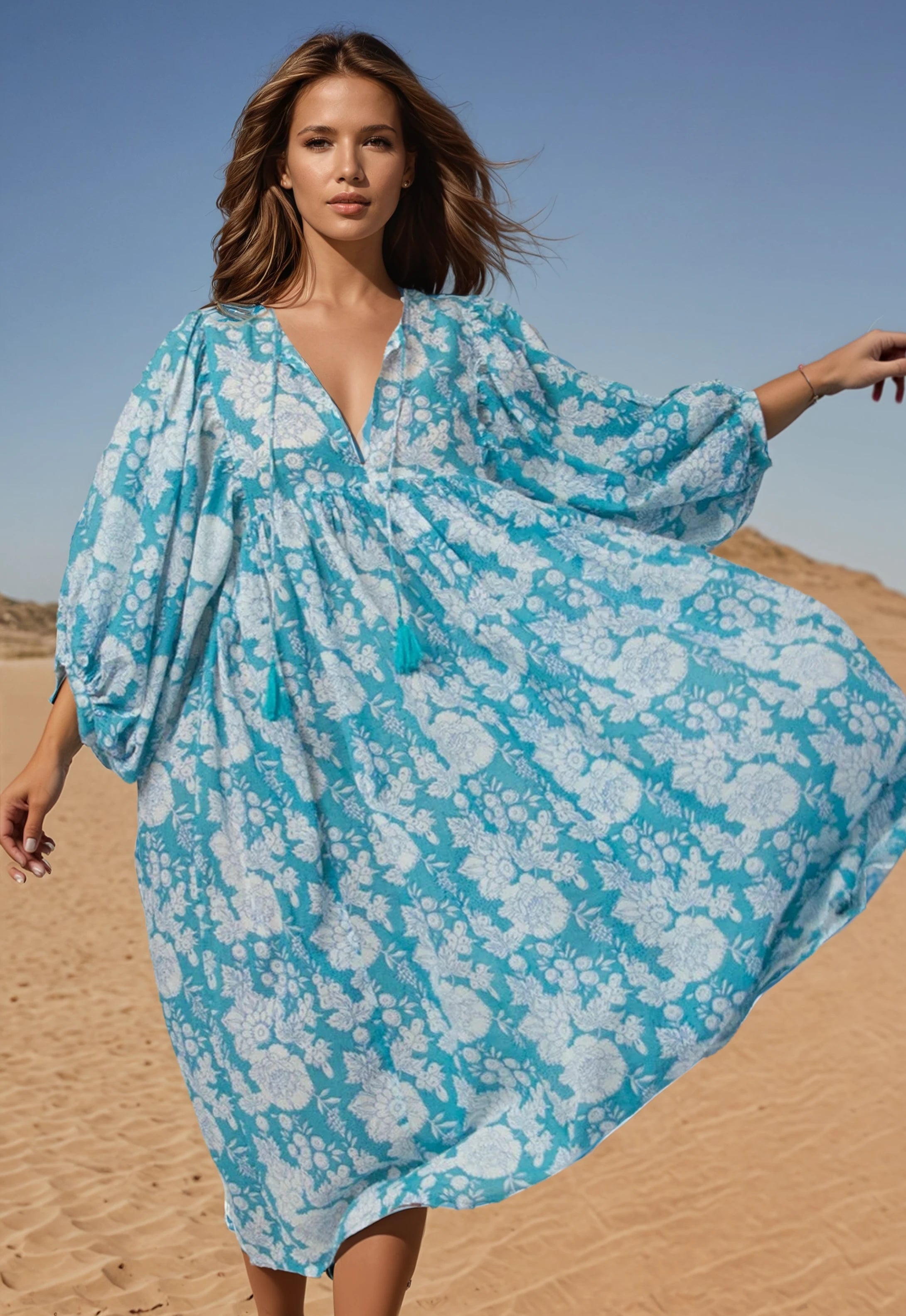 MAXI DRESS HANNAH Ocean Turquoise