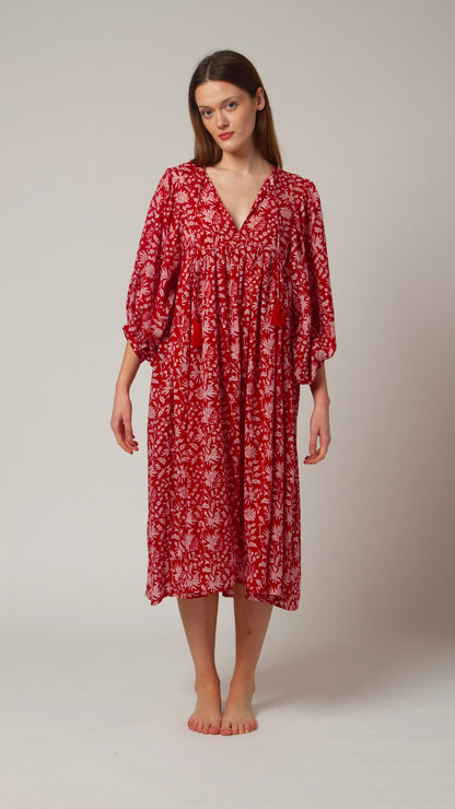 MIDI DRESS AVA Pomegranate