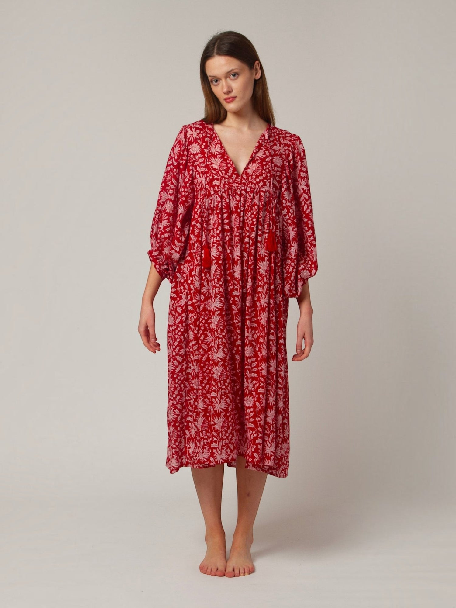 MIDI KLEID AVA Granatapfel