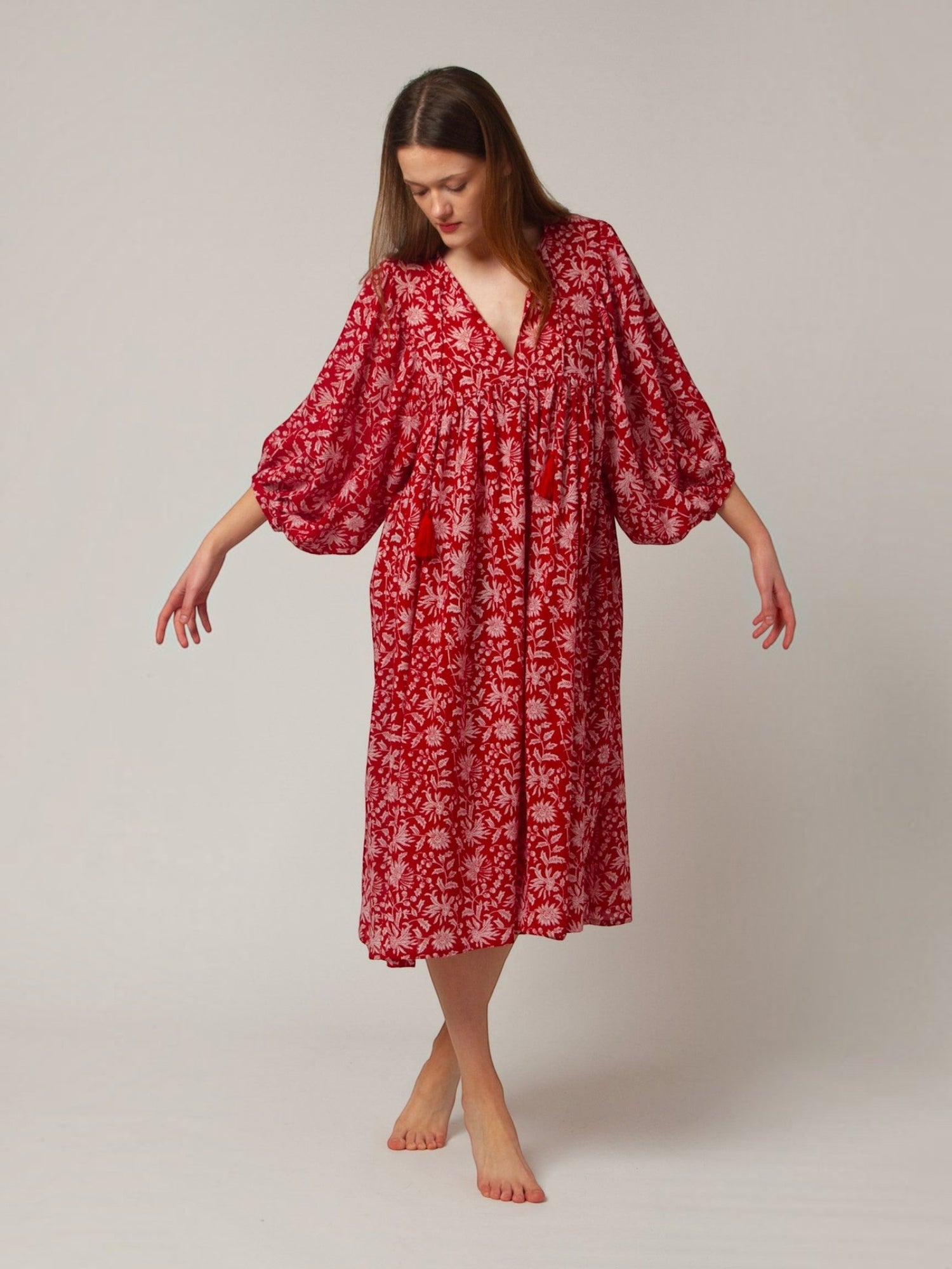 MIDI KLEID AVA Granatapfel