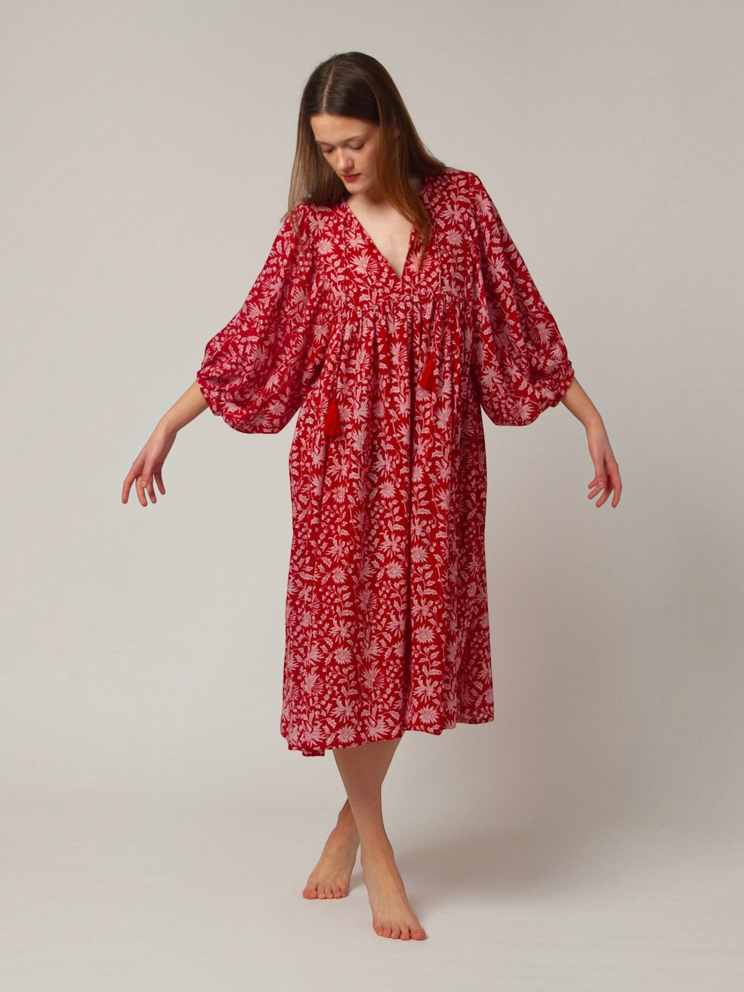MIDI KLEID AVA Granatapfel