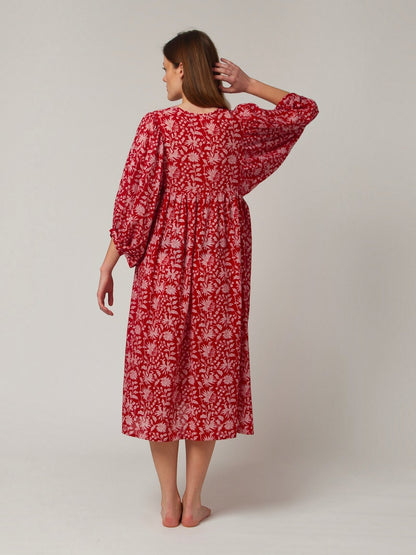 MIDI KLEID AVA Granatapfel