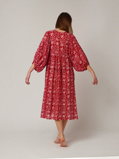 MIDI KLEID AVA Granatapfel