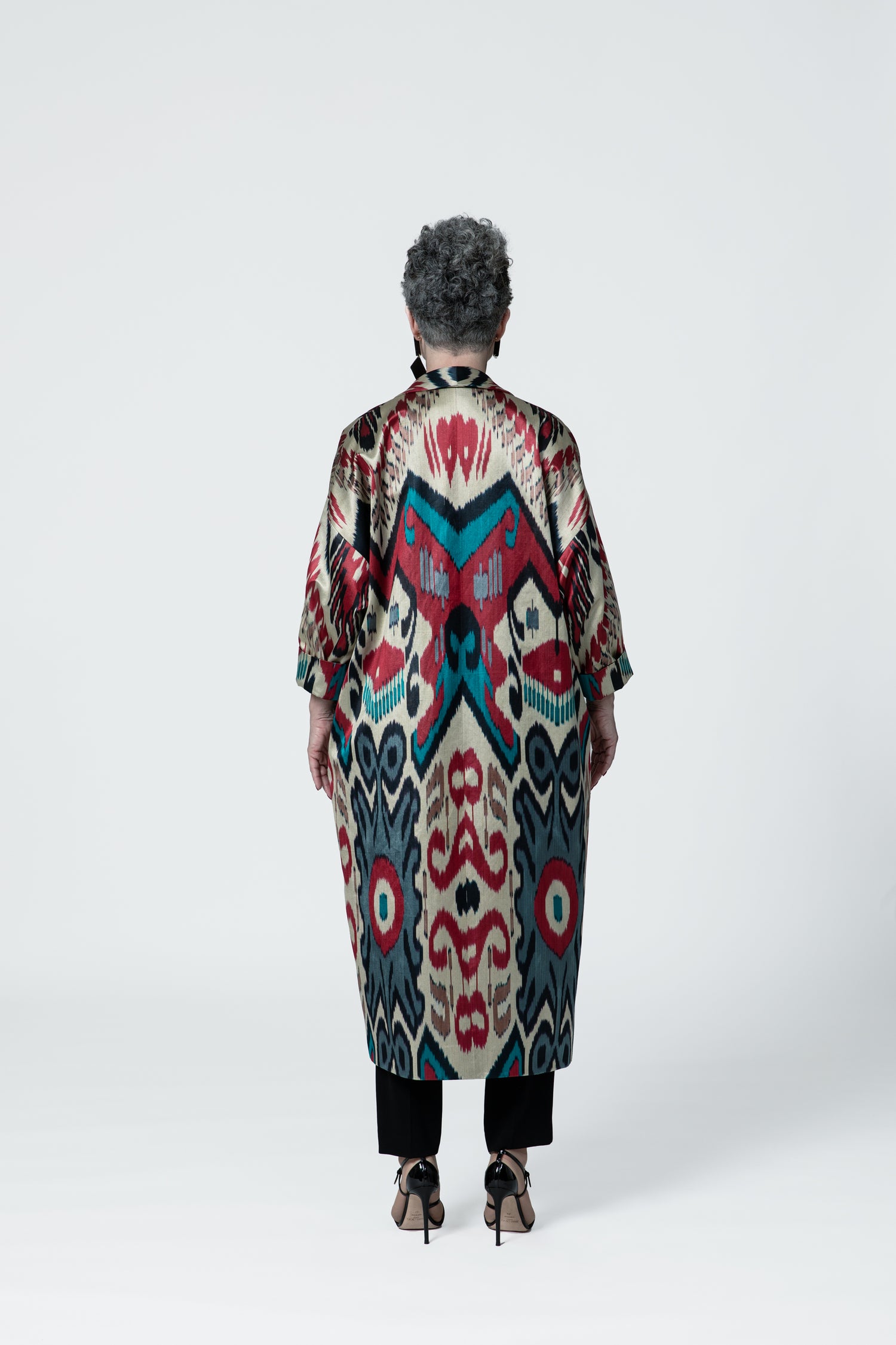 IKAT SILK OVERSIZE COAT Tribal Red