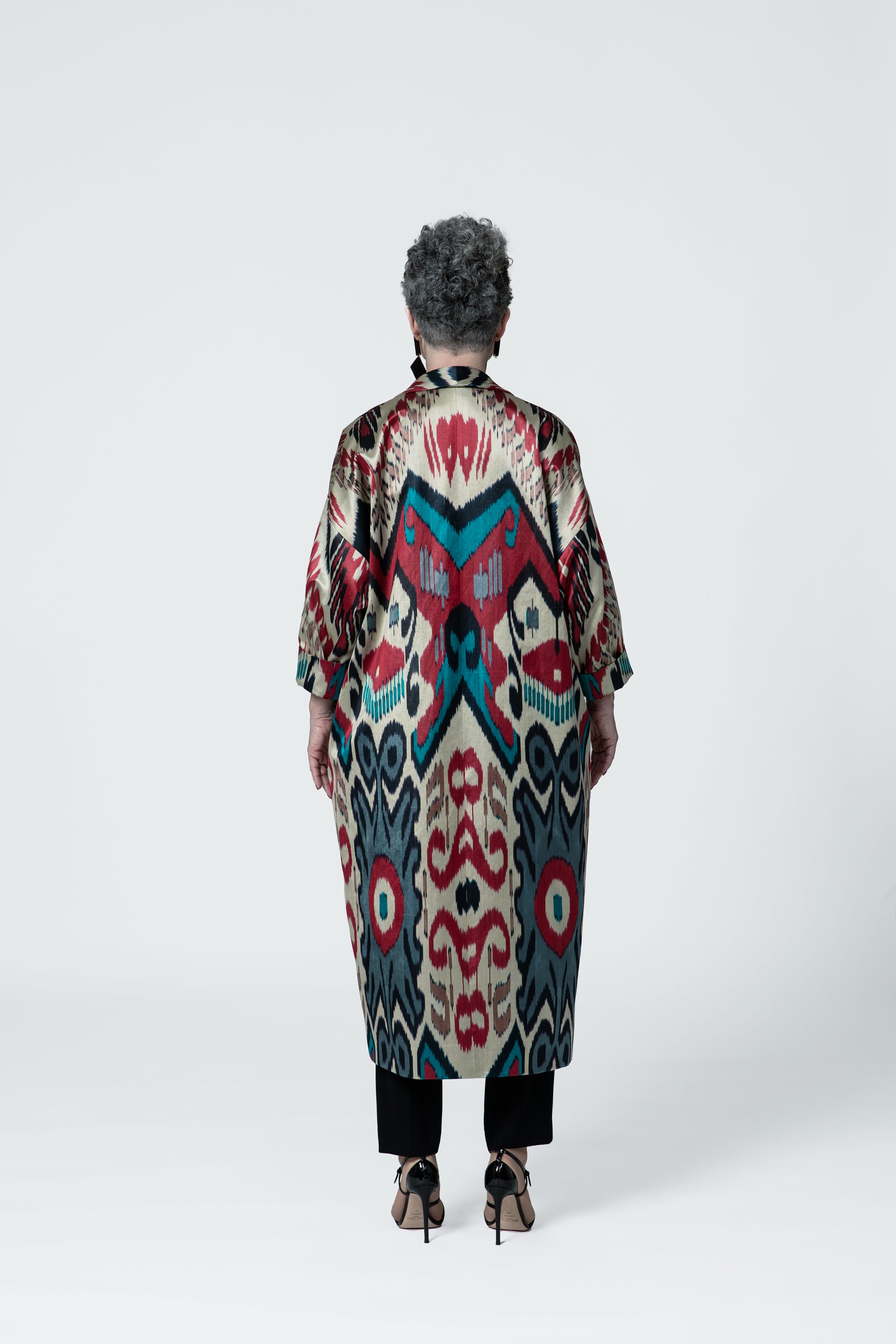 IKAT SILK OVERSIZE COAT Tribal Red