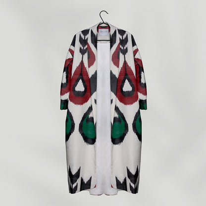 IKAT OVERSIZE COAT Drops White
