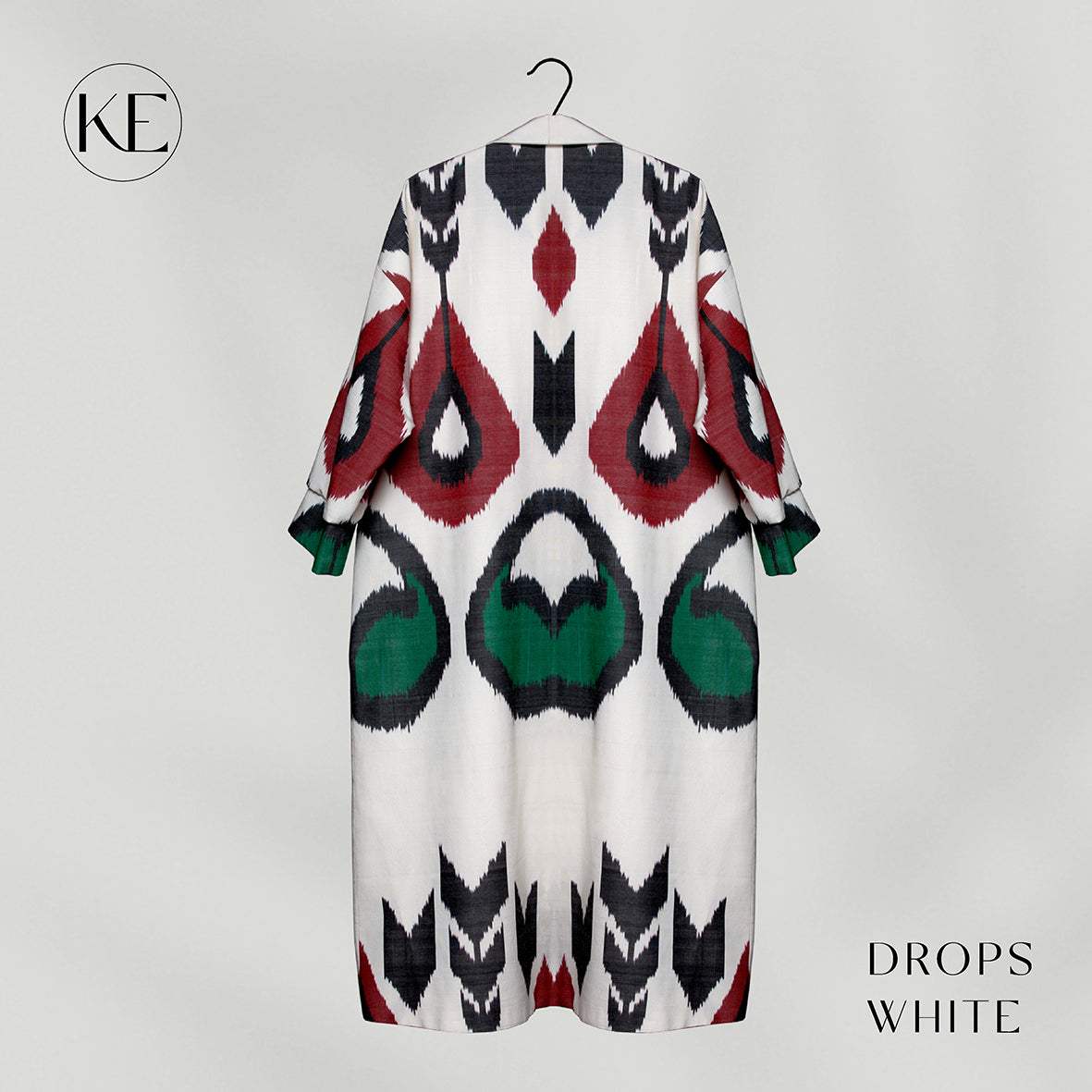 IKAT OVERSIZE COAT Drops White