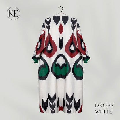 IKAT OVERSIZE COAT Drops White