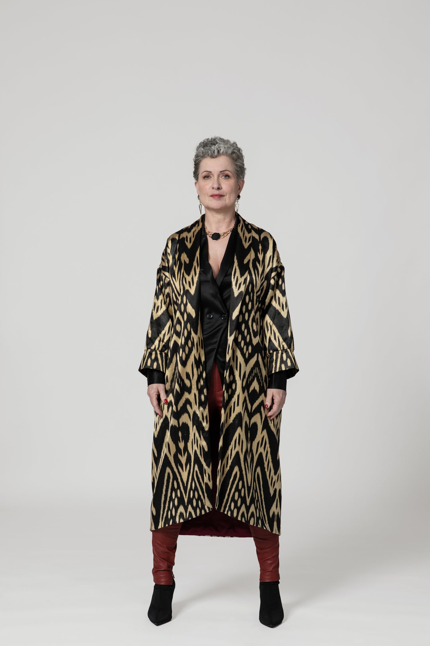 IKAT SILK OVERSIZE COAT Tribal Gold