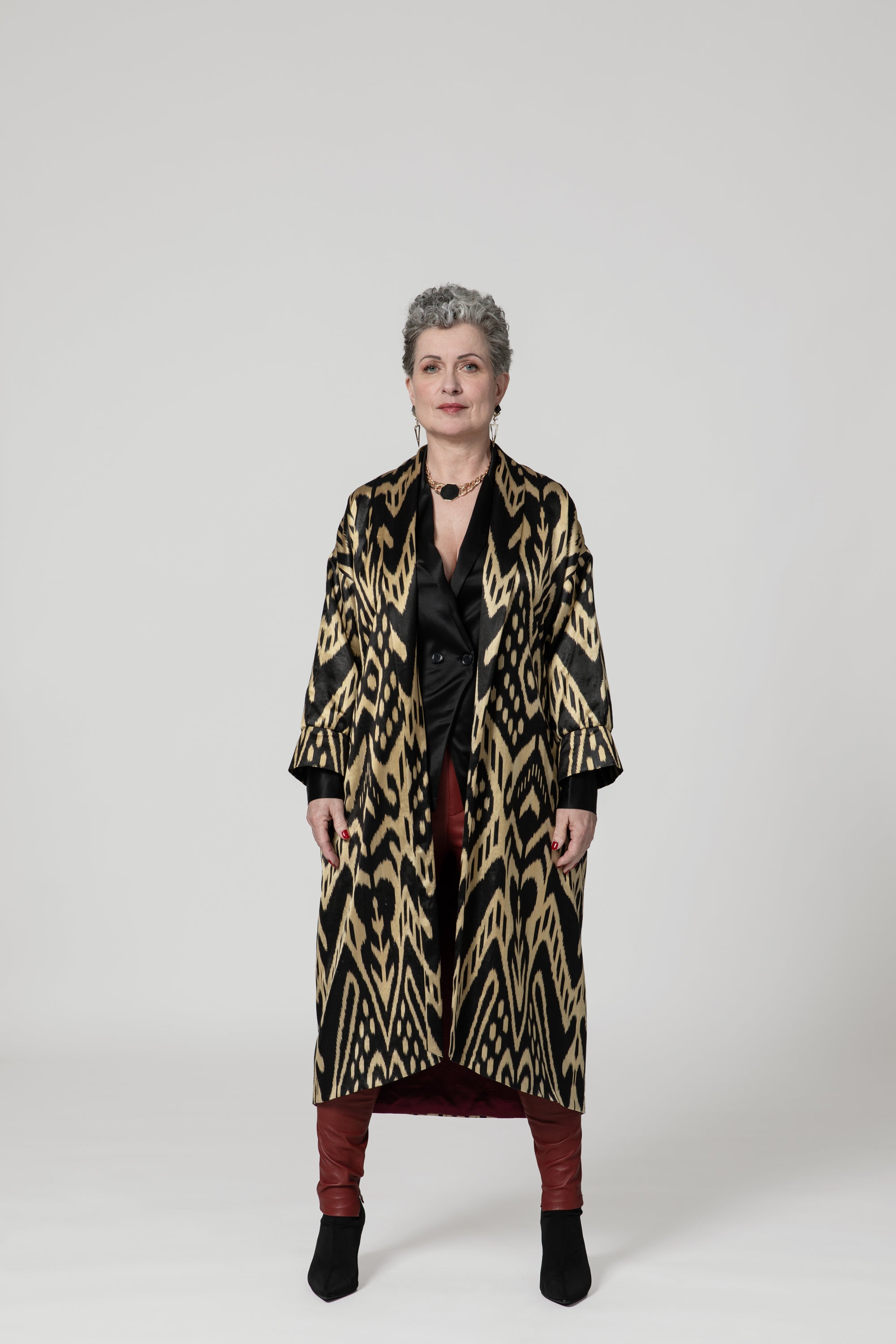 IKAT SILK OVERSIZE COAT Tribal Gold