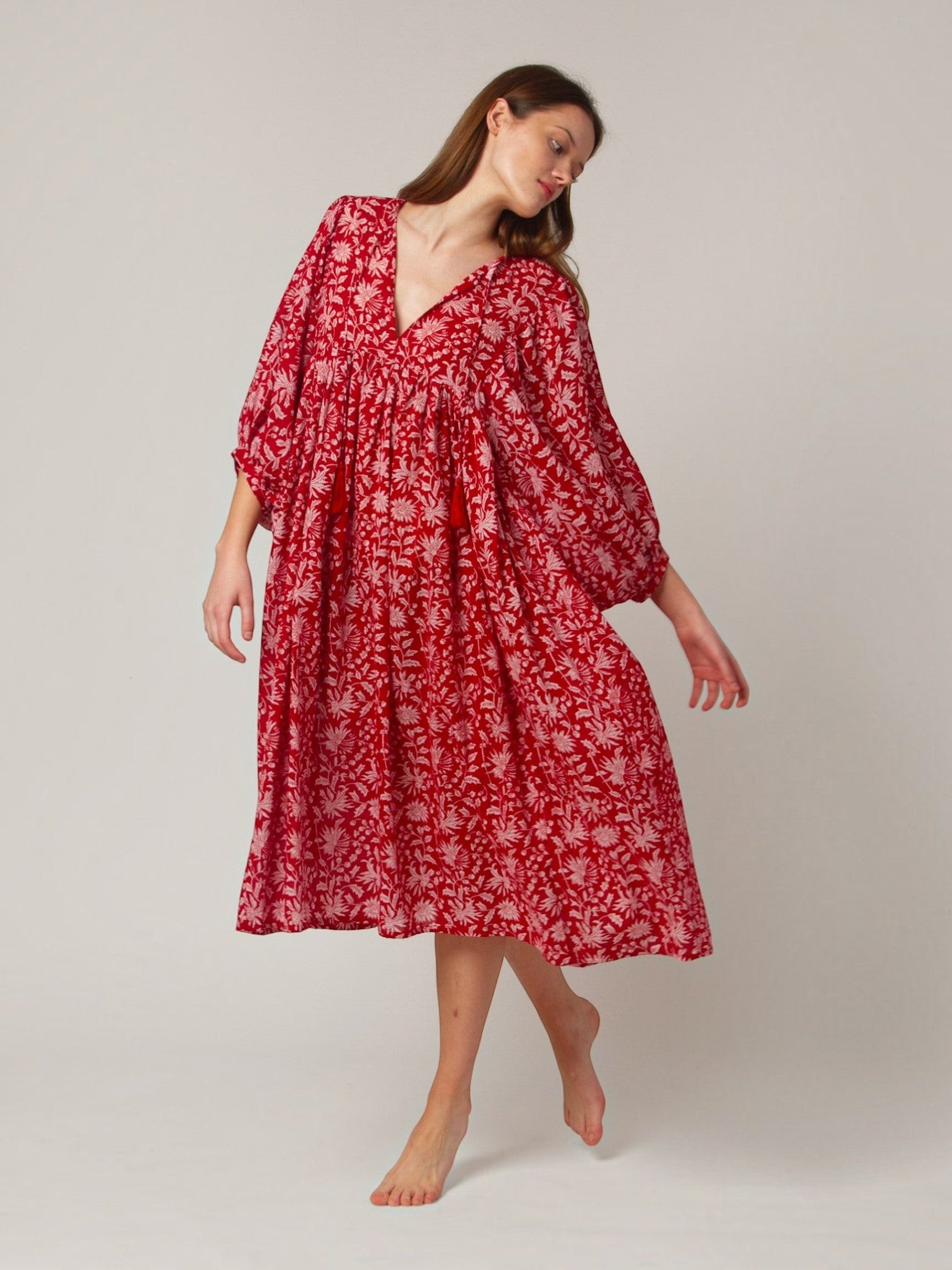 MIDI KLEID AVA Granatapfel