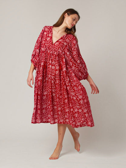 MIDI KLEID AVA Granatapfel