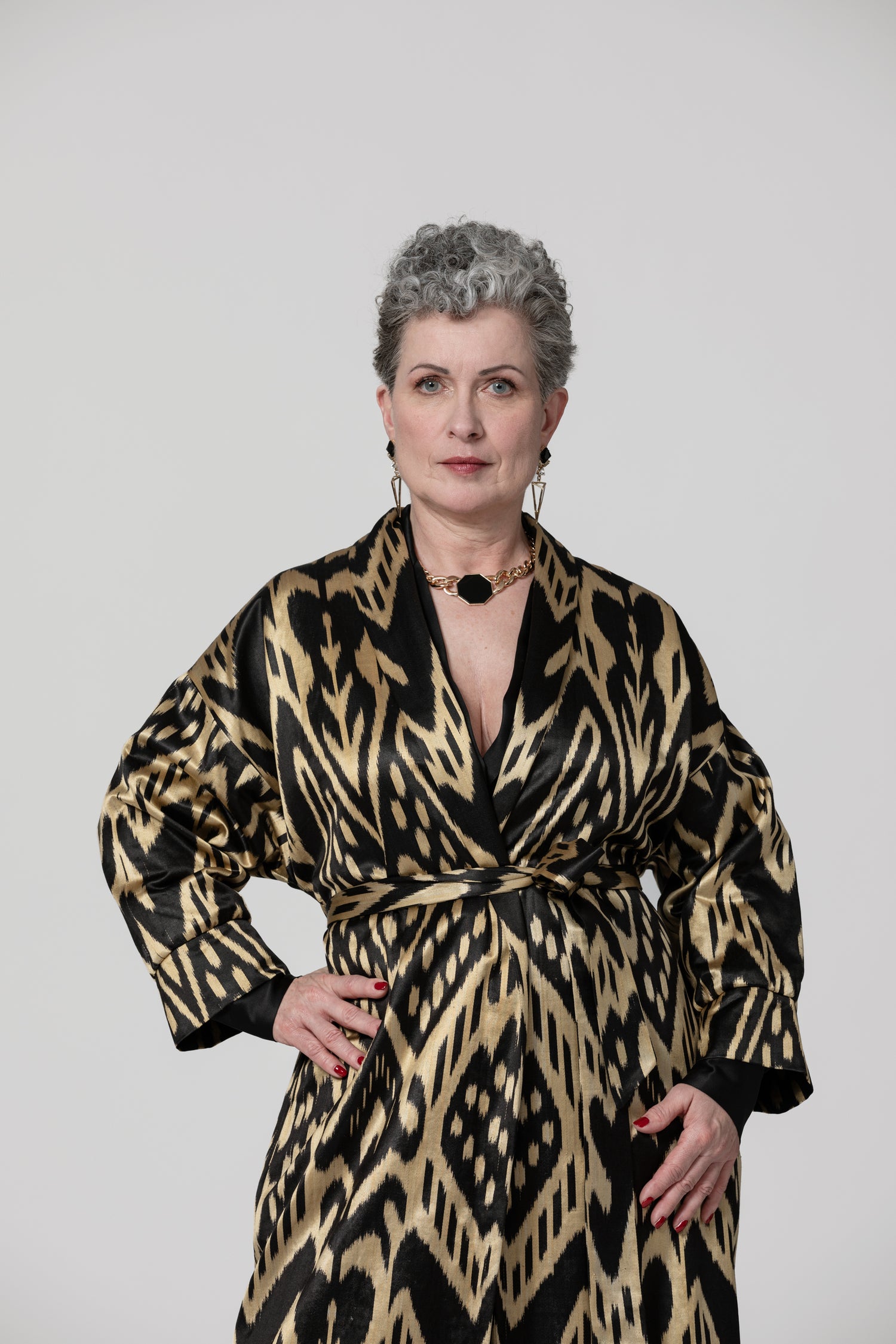 IKAT SILK OVERSIZE COAT Tribal Gold