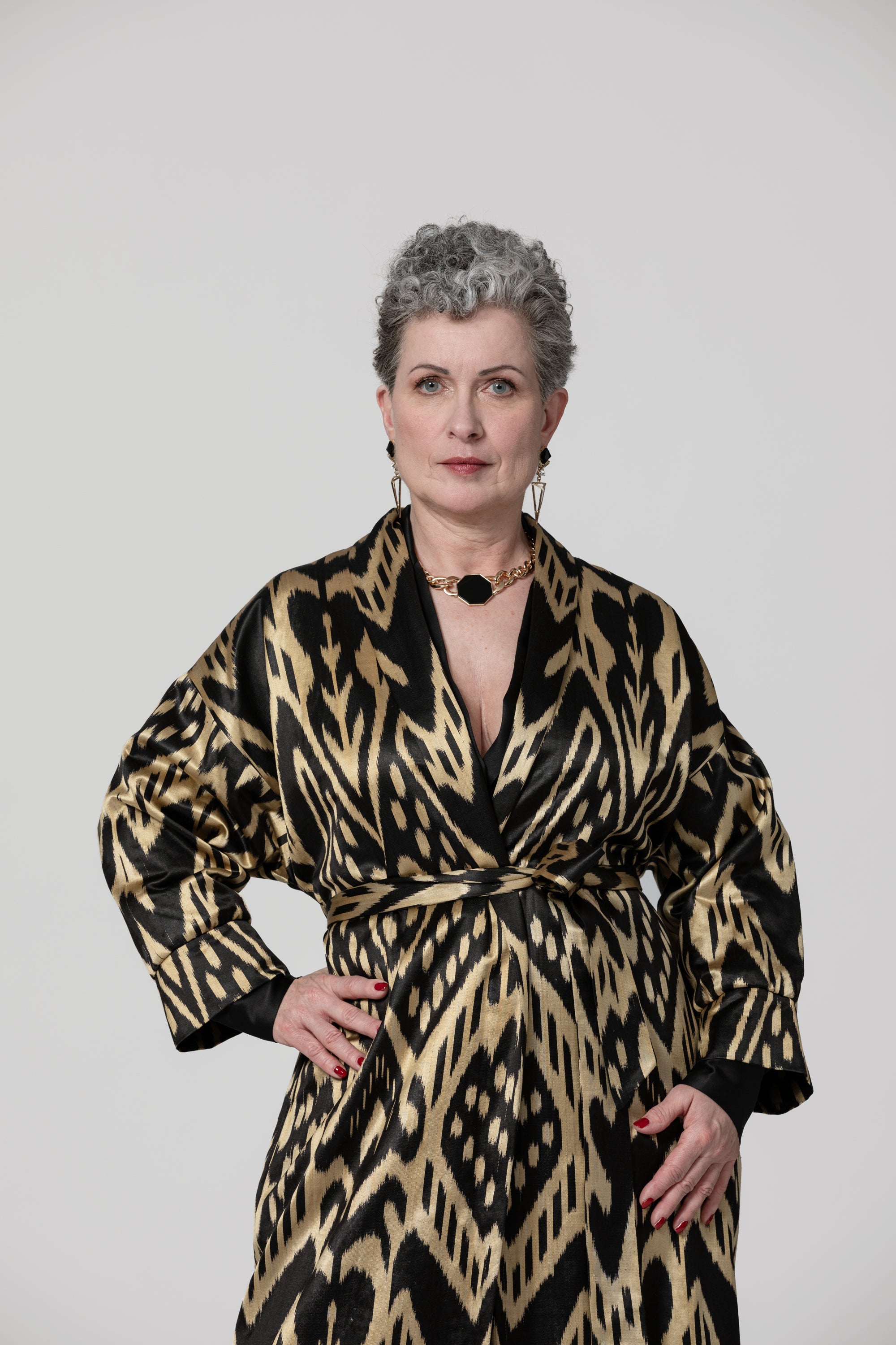 IKAT SILK OVERSIZE COAT Tribal Gold