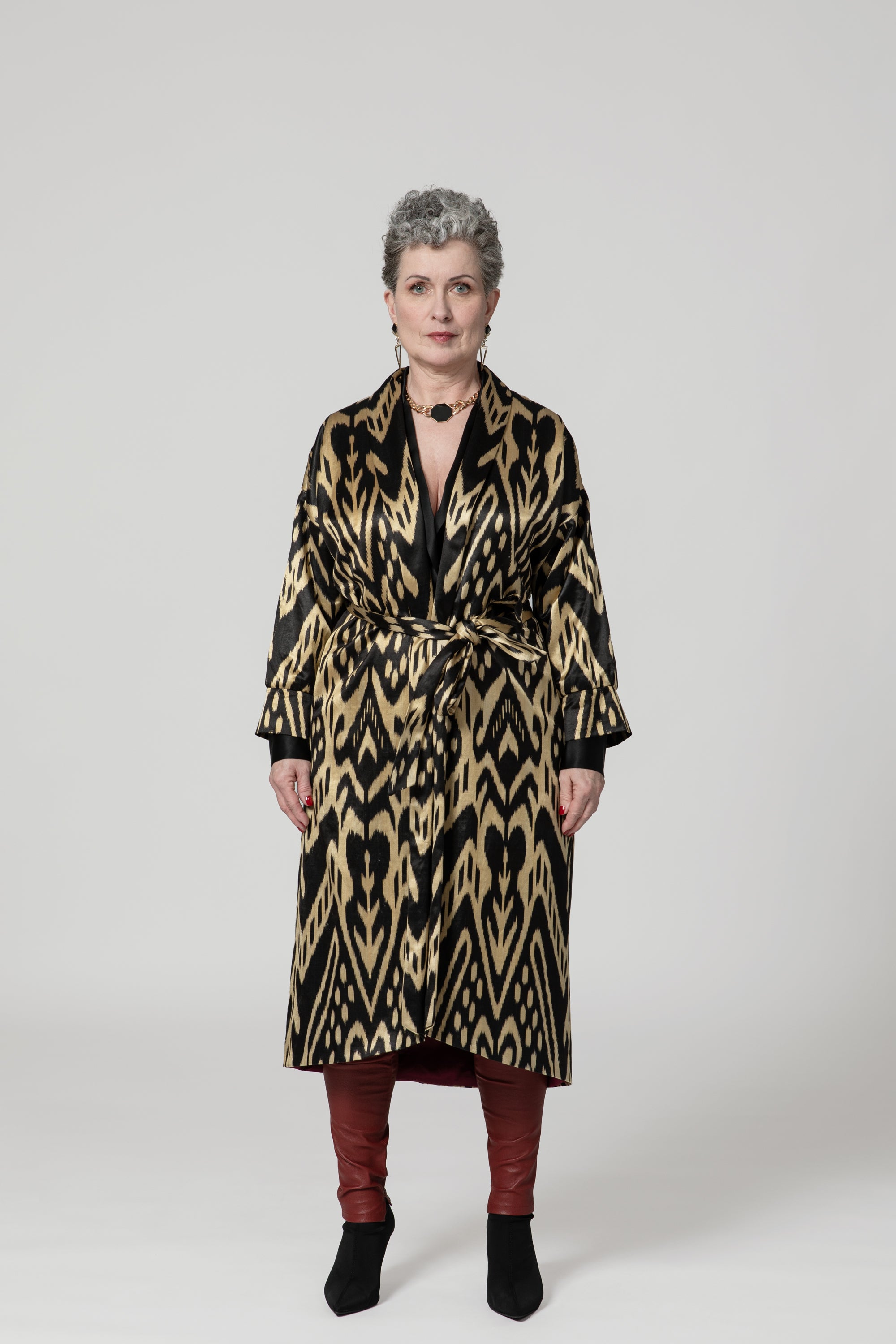 IKAT SILK OVERSIZE COAT Tribal Gold