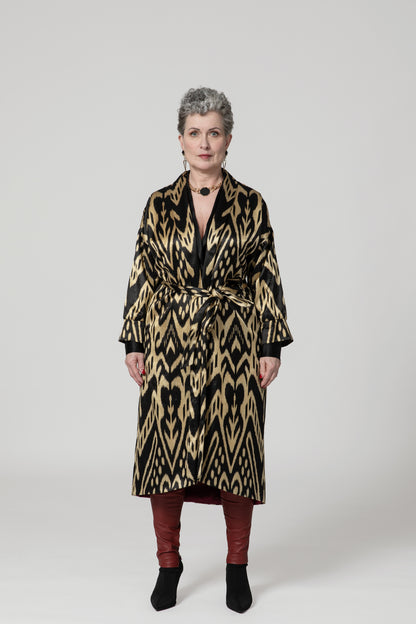 IKAT SILK OVERSIZE COAT Tribal Gold