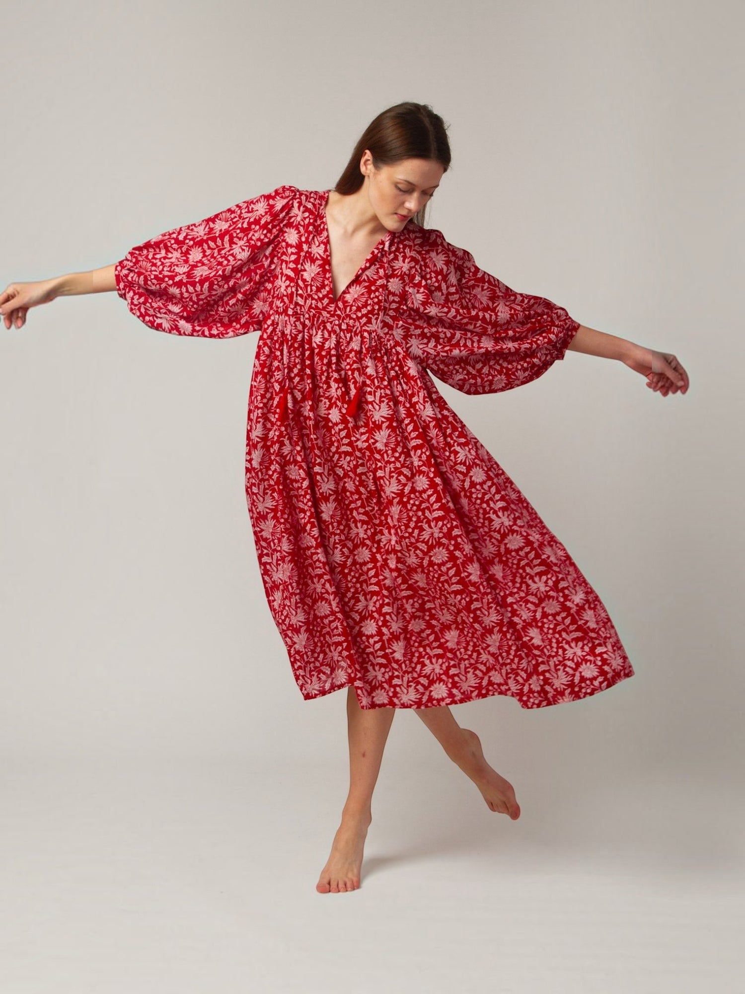 MIDI KLEID AVA Granatapfel